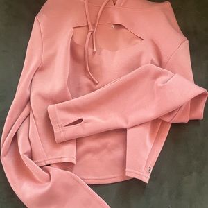 BuffBunny Bellini crop cutout hoodie pink L